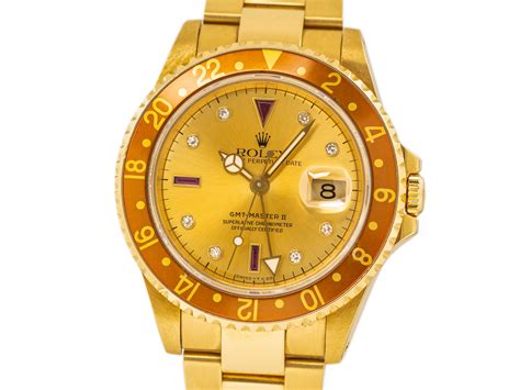 rolex gmt master ii mens 18k yellow gold watch 16718|rolex 16713 for sale.